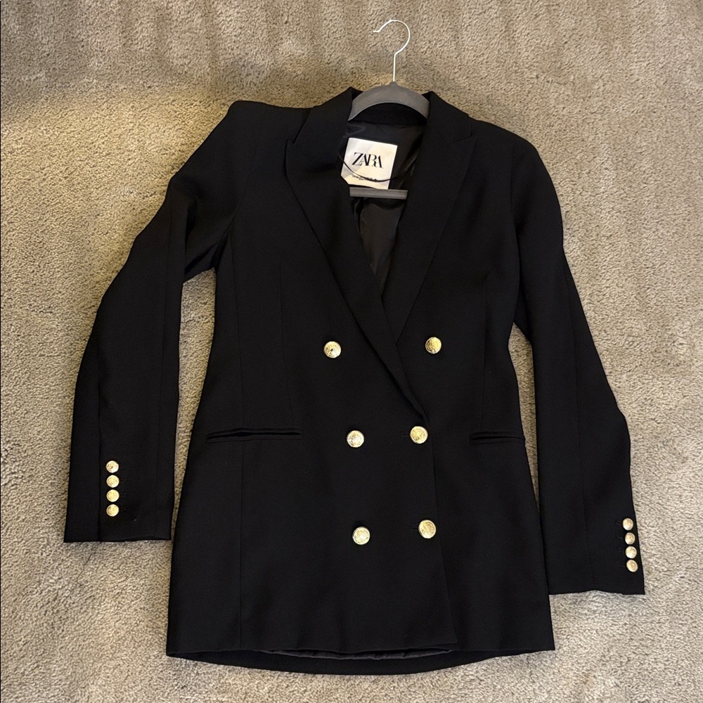 Zara Elegant Black Jacket with Gold Accents